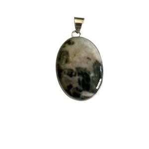925 Sterling Silver Silver Moss Opal Pendant